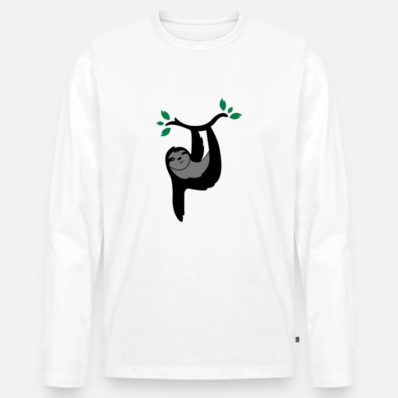 faultier_02 - Männer Premium Bio Langarmshirt - Weiß