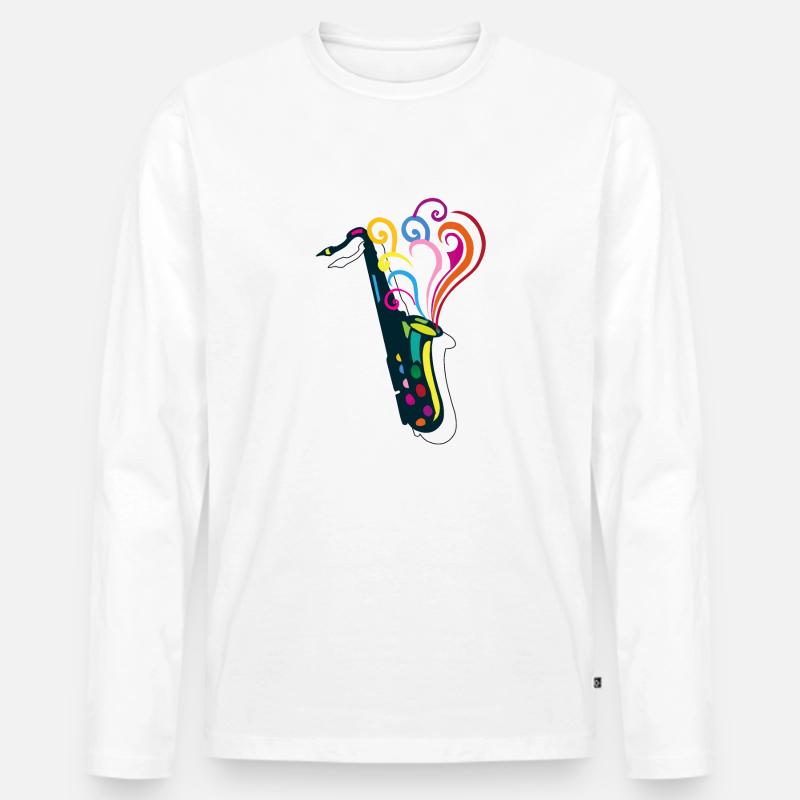 Saxophonmusik - Männer Premium Bio Langarmshirt - Weiß