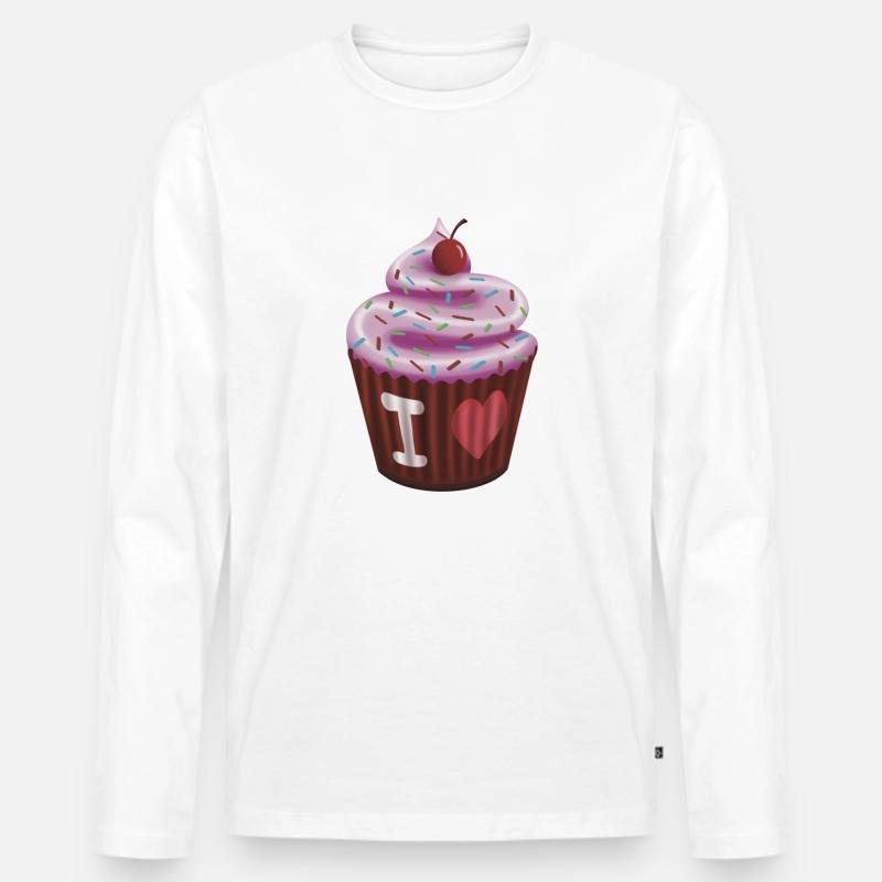 Cupcake - Männer Premium Bio Langarmshirt - Weiß