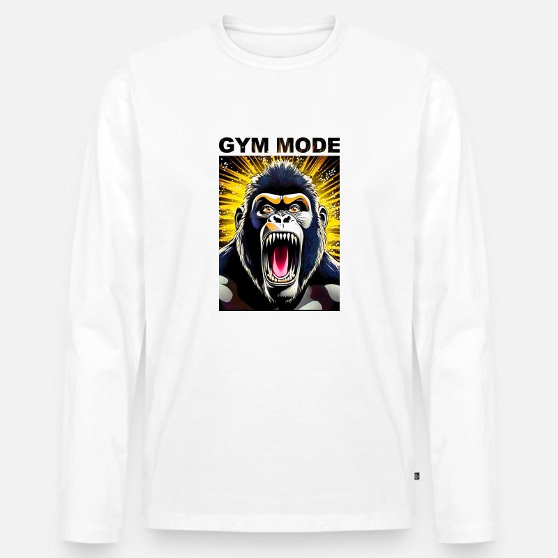 Gorilla Gym Mode - Männer Premium Bio Langarmshirt - Weiß
