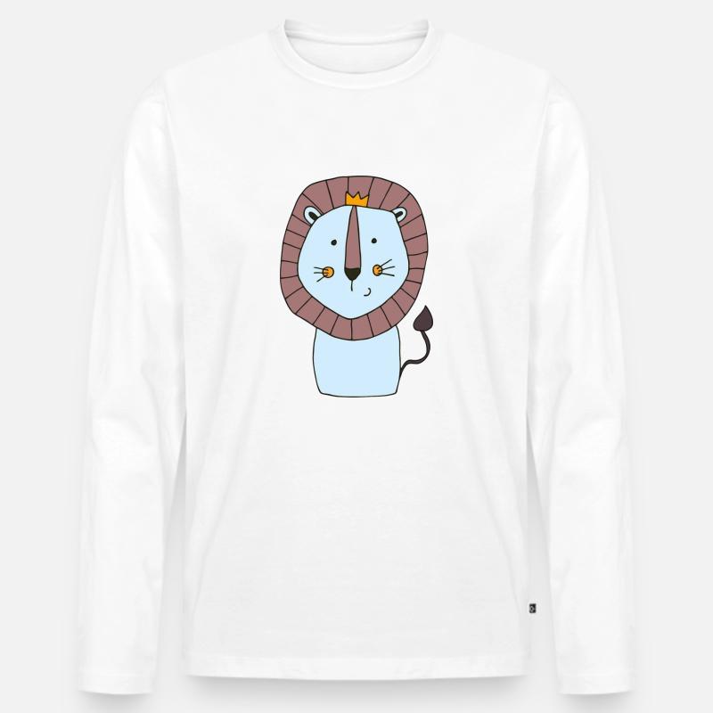 löwe blau - Männer Premium Bio Langarmshirt - Weiß
