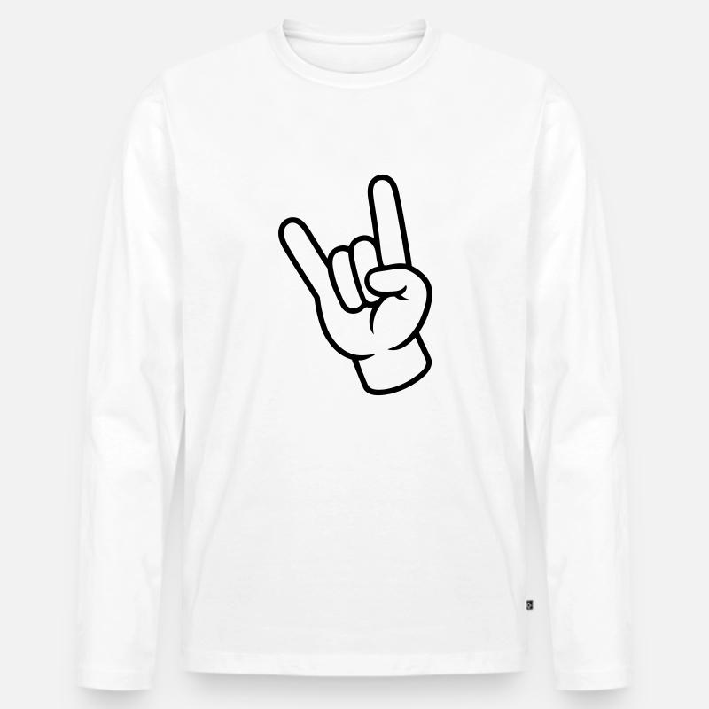 Hand Zeichen Party - Männer Premium Bio Langarmshirt - Weiß