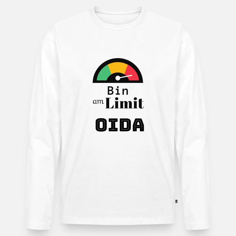 Spruch: bin am Limit oida - Männer Premium Bio Langarmshirt - Weiß