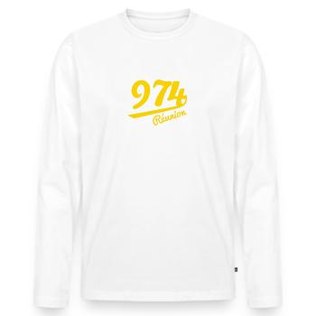 974 - Reunion Island - Men's Premium Organic Long Sleeve Shirt - white - Front - Nico (187cm)