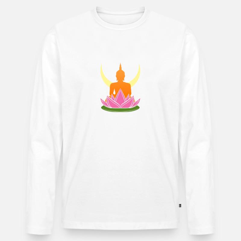 Buddha Mönch Namaste Buddhismus I Geschenk - Männer Premium Bio Langarmshirt - Weiß