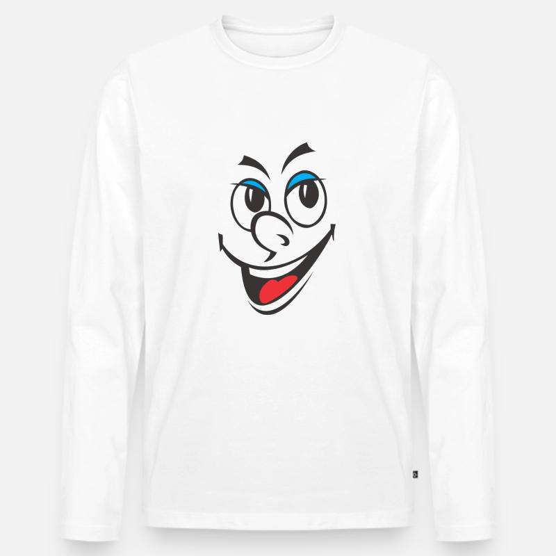 Smiley - Männer Premium Bio Langarmshirt - Weiß
