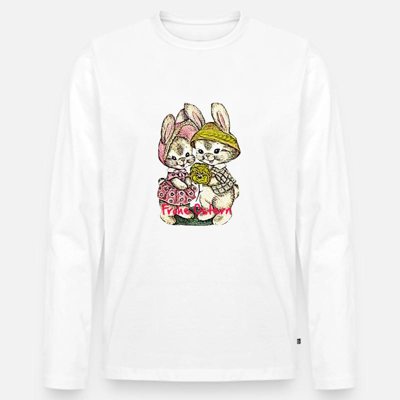 Ostern,frohe Oster,Osterhase,happy Easter,Osterei, - Männer Premium Bio Langarmshirt - Weiß