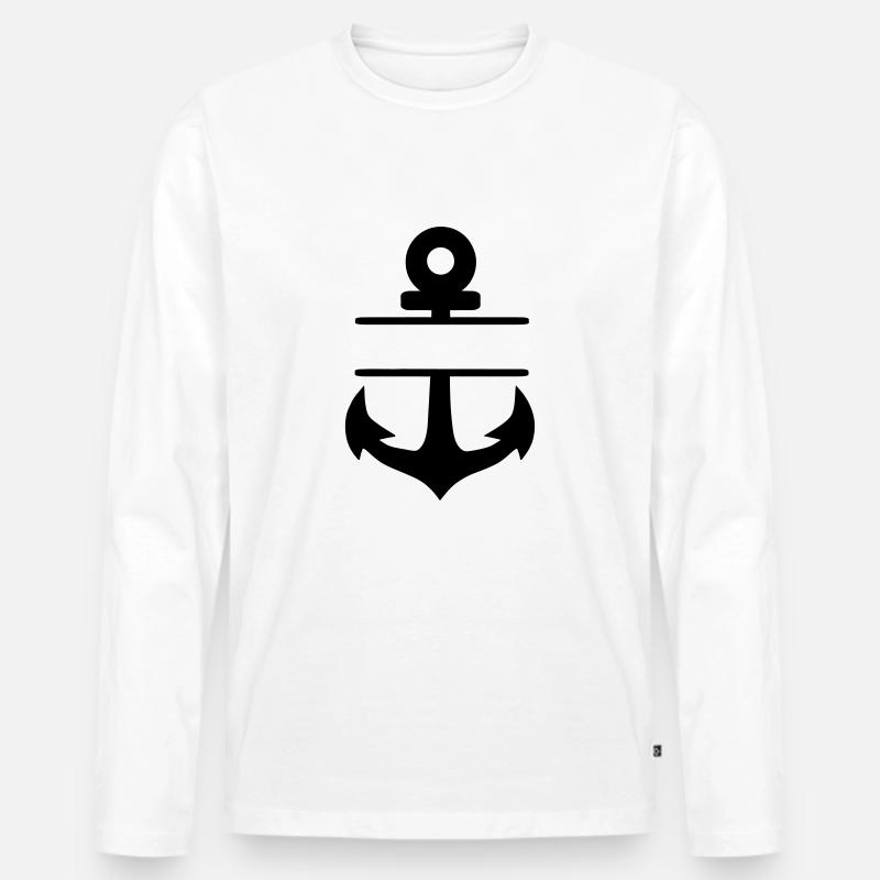 anker blanco rund - Männer Premium Bio Langarmshirt - Weiß