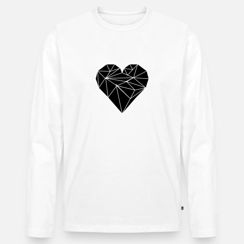 Schwarze Herzlinie gezeichnet - Männer Premium Bio Langarmshirt - Weiß
