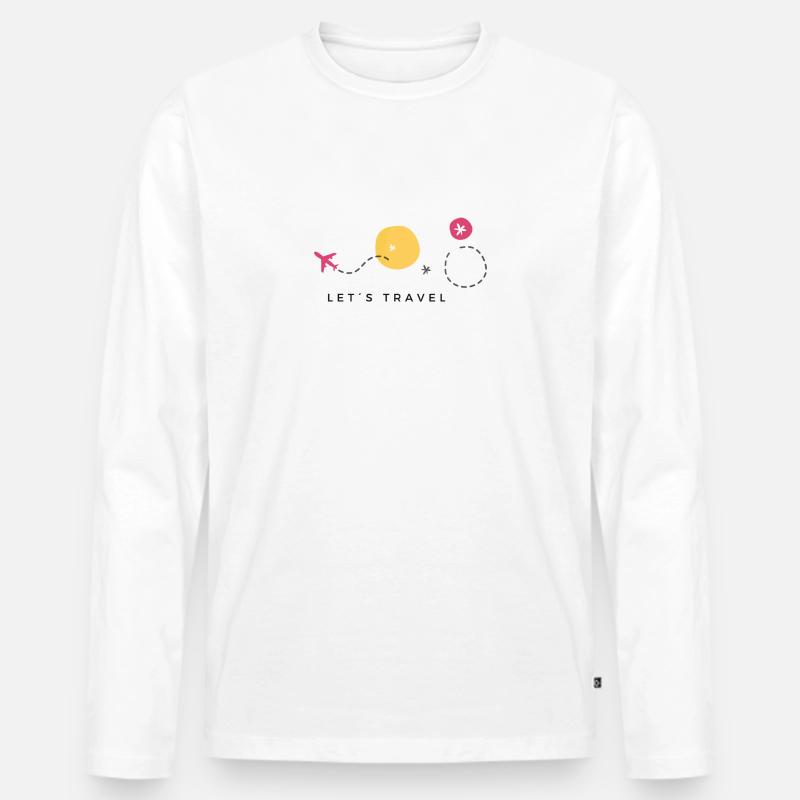 Let s Travel - Männer Premium Bio Langarmshirt - Weiß