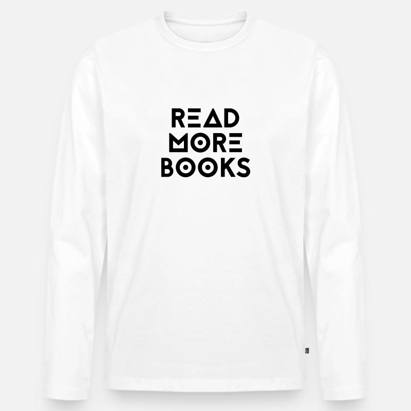 READ MORE BOOKS - Männer Premium Bio Langarmshirt - Weiß