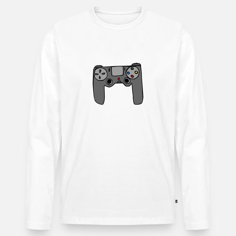 Controller - Männer Premium Bio Langarmshirt - Weiß