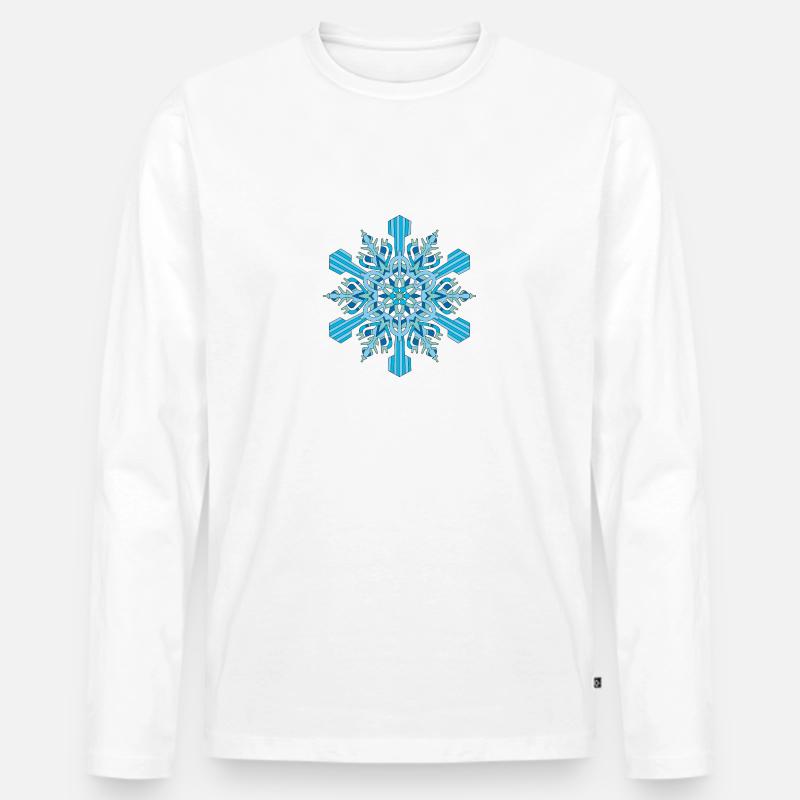 Schneeflocken Mandala - Männer Premium Bio Langarmshirt - Weiß