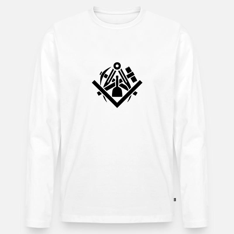 Steinmetz - Zunftzeichen - Männer Premium Bio Langarmshirt - Weiß