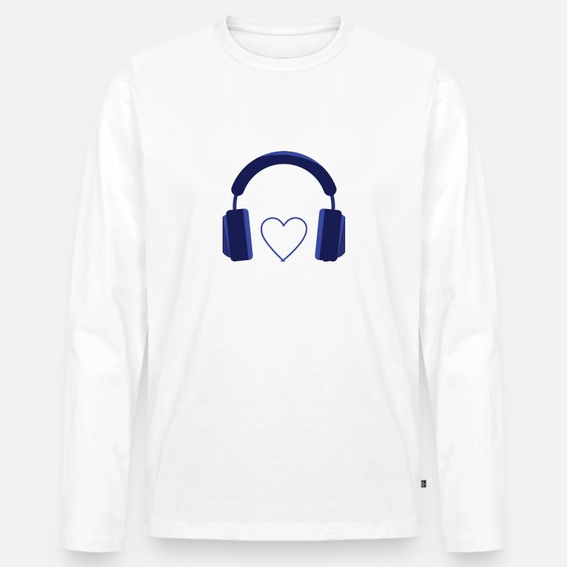 Kopfhörer - Männer Premium Bio Langarmshirt - Weiß