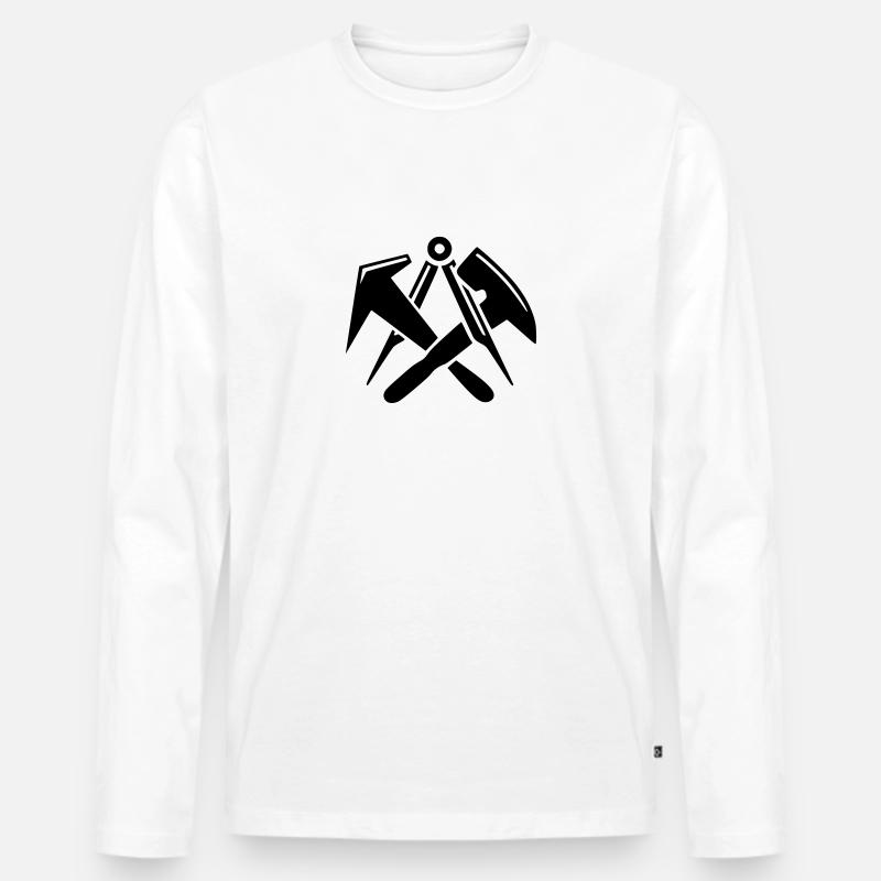 Dachdecker - Zunftzeichen Logo - Männer Premium Bio Langarmshirt - Weiß