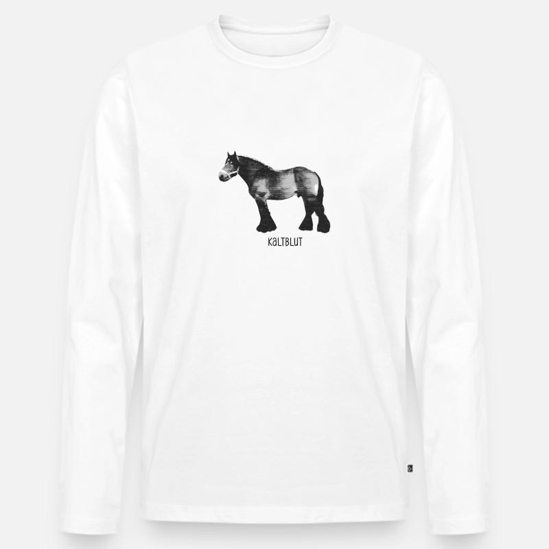Pferd Kaltblut - Männer Premium Bio Langarmshirt - Weiß