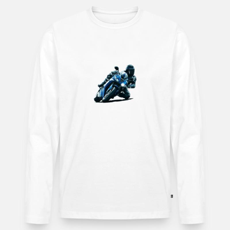 Motorrad - Männer Premium Bio Langarmshirt - Weiß