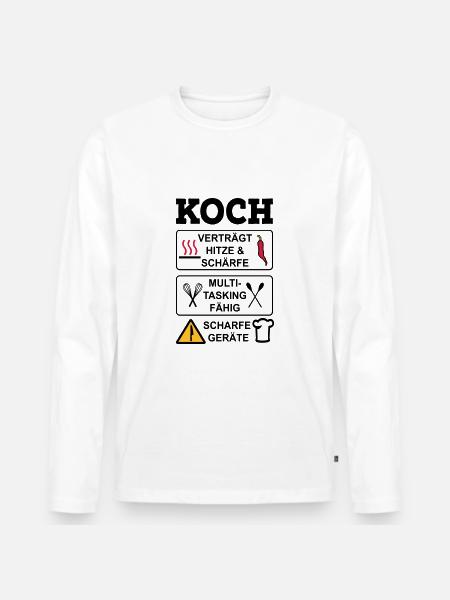 Koch - Männer Premium Bio Langarmshirt - Weiß