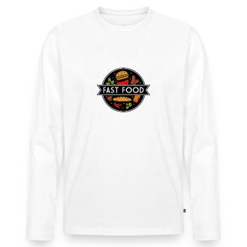 fast food - Men's Premium Organic Long Sleeve Shirt - white - Front - Nico (187cm)