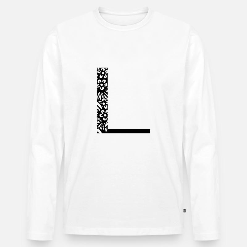 Buchstabe L - Männer Premium Bio Langarmshirt - Weiß