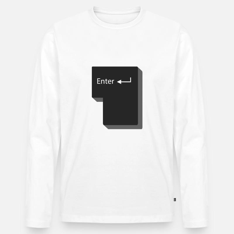 Enter Knopf Computer Geschenkidee - Männer Premium Bio Langarmshirt - Weiß