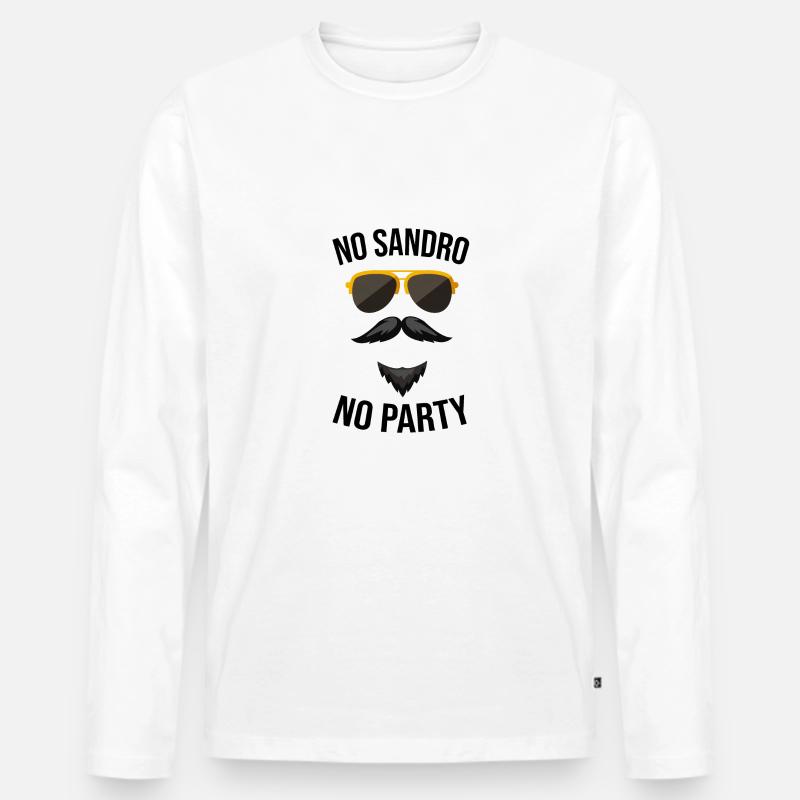 No Sandro No Party - Männer Premium Bio Langarmshirt - Weiß