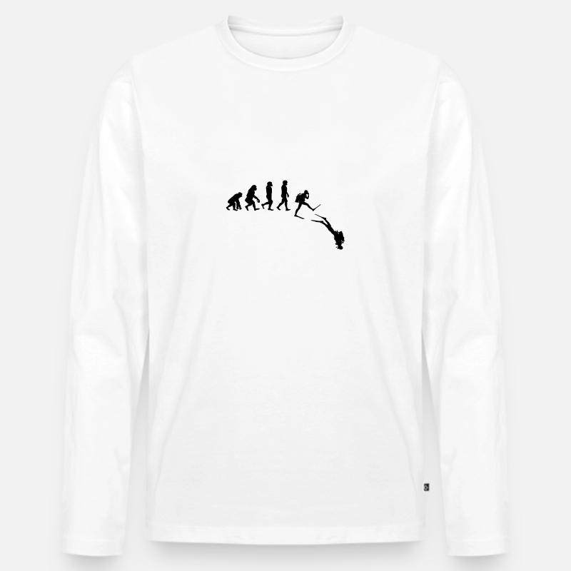 Taucher Evolution Tauchen Geschenkidee - Männer Premium Bio Langarmshirt - Weiß