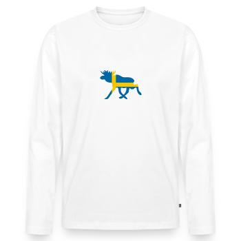 Schweden Sverige Elch Flagge für Urlaub & Reise - Männer Premium Bio Langarmshirt - Weiß - Vorne - Nico (187cm)