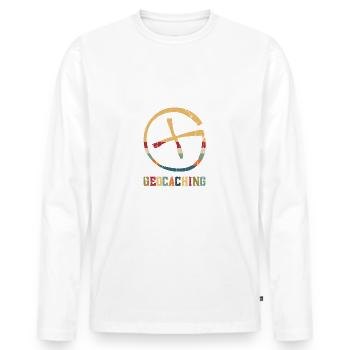 Géocaching Cible Cross | Géocaching - T-shirt manches longues Premium bio Homme - blanc - Devant - Nico (187cm)