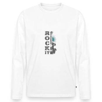 Rock It | Guitar - Männer Premium Bio Langarmshirt - Weiß - Vorne - Nico (187cm)