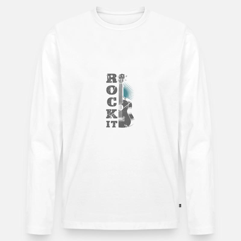 Rock It | Guitar - Männer Premium Bio Langarmshirt - Weiß