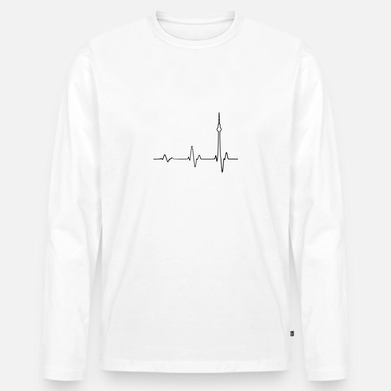 Fernsehturm Berlin Puls - Männer Premium Bio Langarmshirt - Weiß