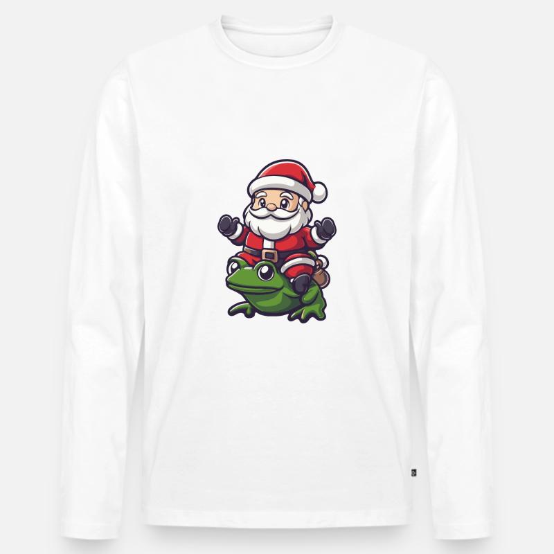 Frosch Weihnachtsmann - Männer Premium Bio Langarmshirt - Weiß