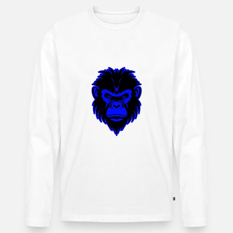 Affe Tier Porträt - Männer Premium Bio Langarmshirt - Weiß