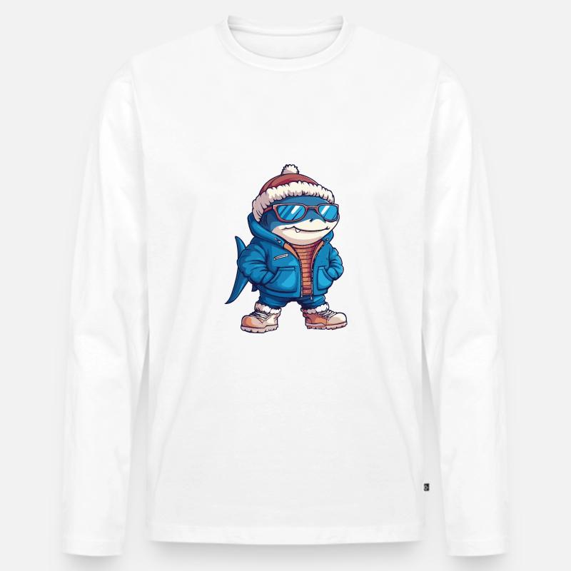 Hai Cool Comic - Männer Premium Bio Langarmshirt - Weiß