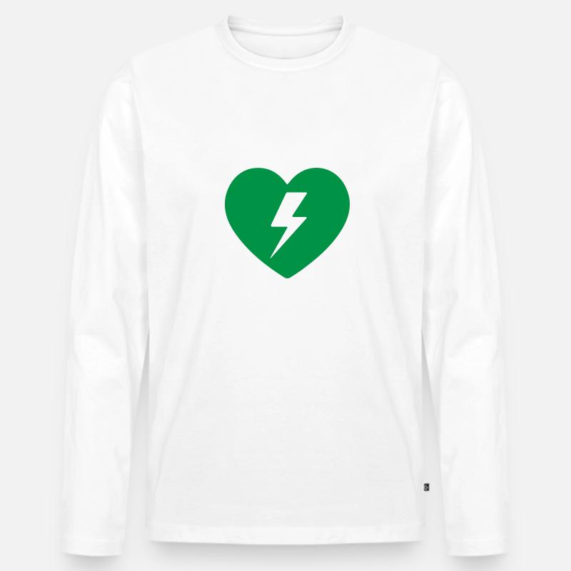 AED Notfall-Defibrillator Erste Hilfe - Männer Premium Bio Langarmshirt - Weiß