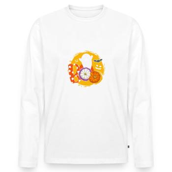 Lustiges Gespenst Halloween Geschenk - Männer Premium Bio Langarmshirt - Weiß - Vorne - Nico (187cm)