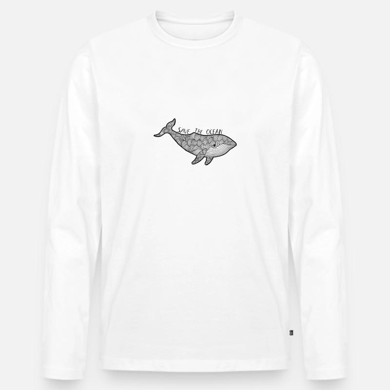 Wal - save the ocean - Männer Premium Bio Langarmshirt - Weiß