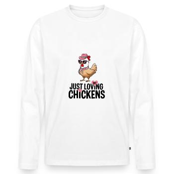 J’aime mes poulets - Dessin animé drôle de poulets - T-shirt manches longues Premium bio Homme - blanc - Devant - Nico (187cm)