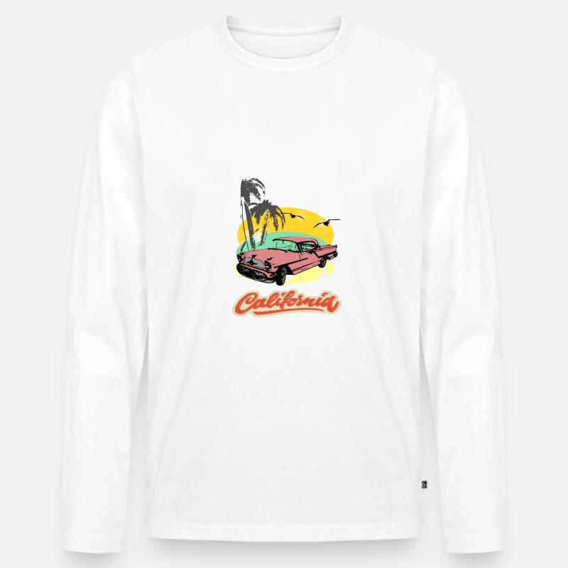 US Oldtimer am Strand - Männer Premium Bio Langarmshirt - Weiß