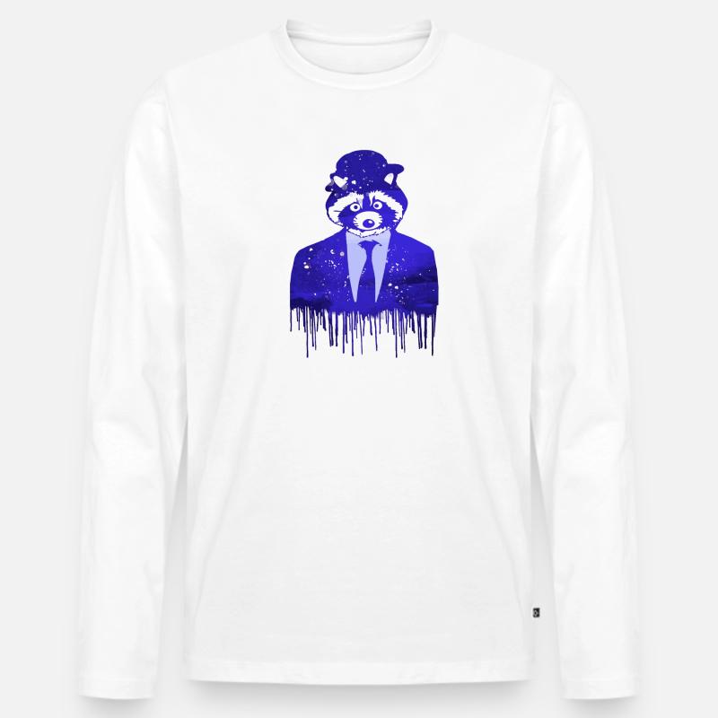waschbär, blau,graffiti,anzug,hut - Männer Premium Bio Langarmshirt - Weiß
