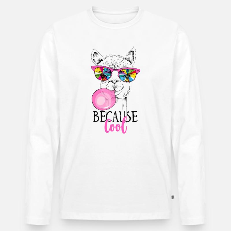 Weil Cool Lama - Männer Premium Bio Langarmshirt - Weiß