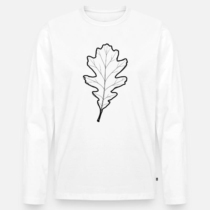 LiGu-Design - Eichenblatt Umriss  - Männer Premium Bio Langarmshirt - Weiß