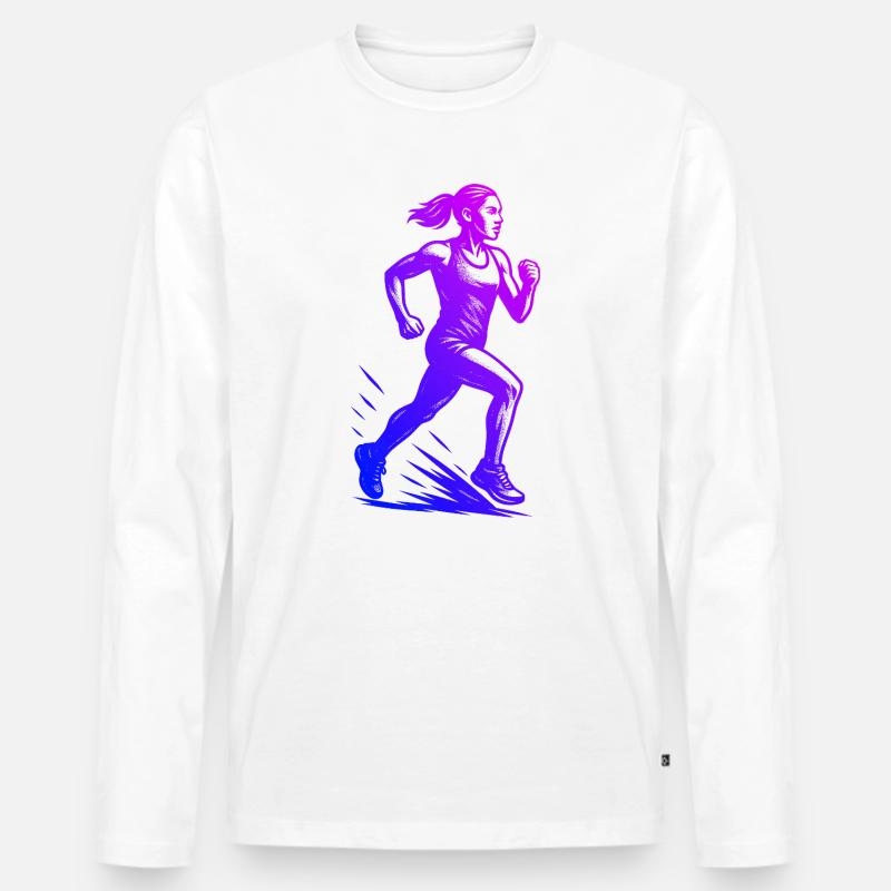 Modernes Running Artwork - Männer Premium Bio Langarmshirt - Weiß