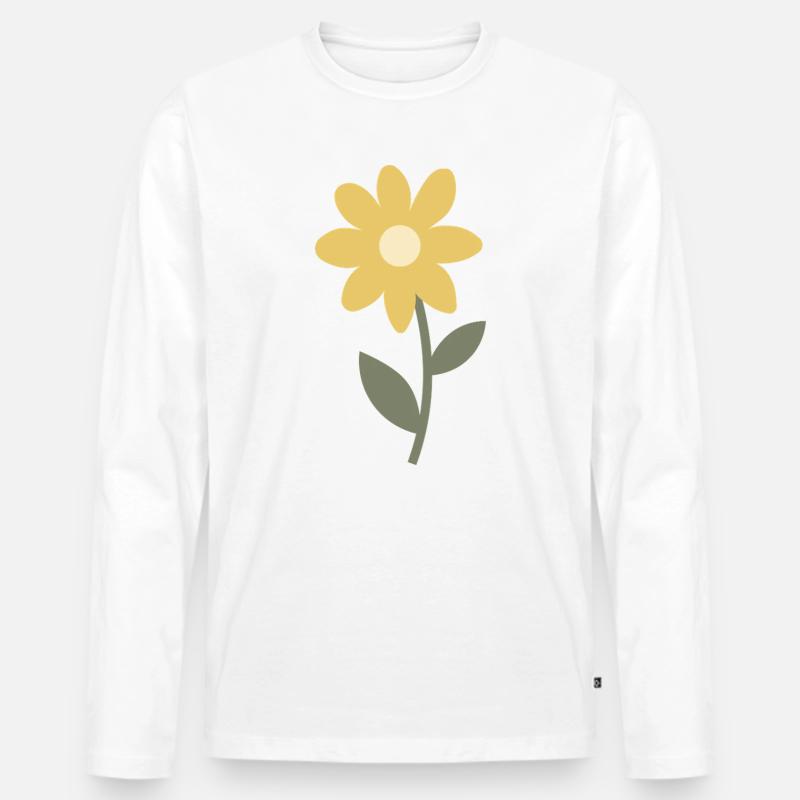 Minimales Blumenblütendesign - Männer Premium Bio Langarmshirt - Weiß