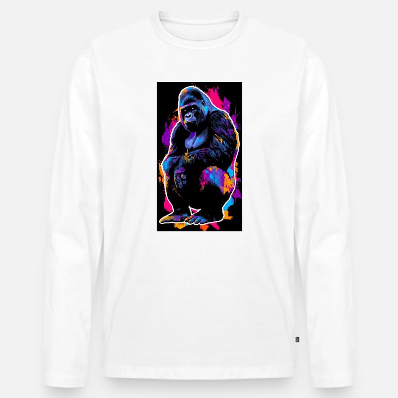 Gorilla - Männer Premium Bio Langarmshirt - Weiß