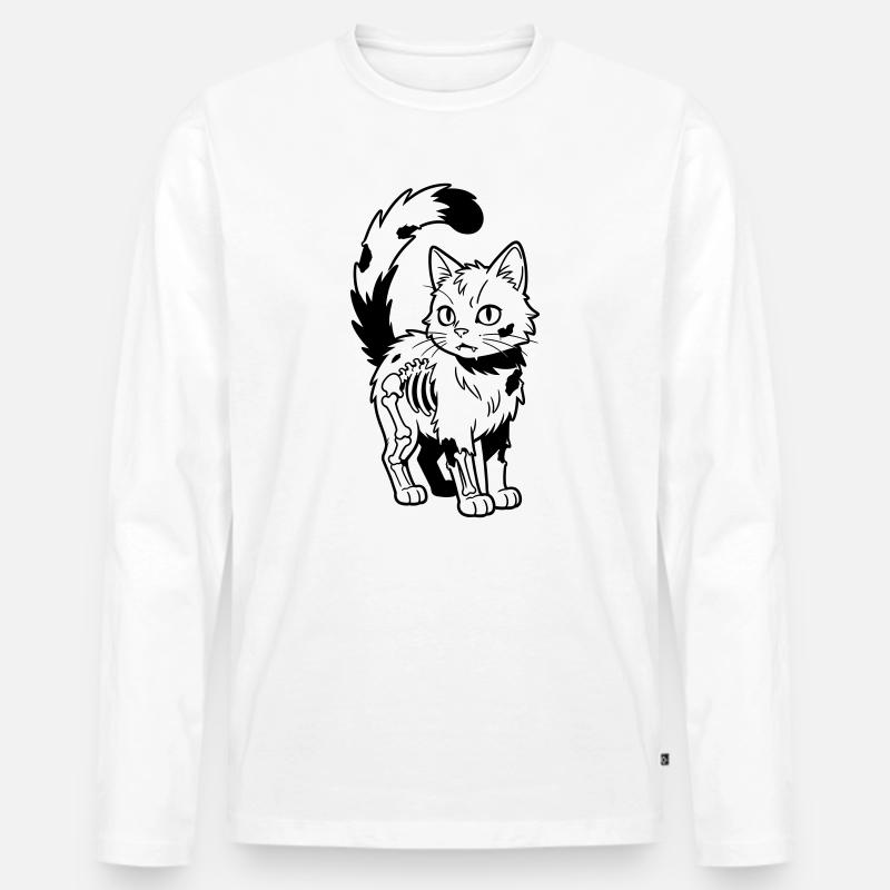 Zombie-Katze - Männer Premium Bio Langarmshirt - Weiß