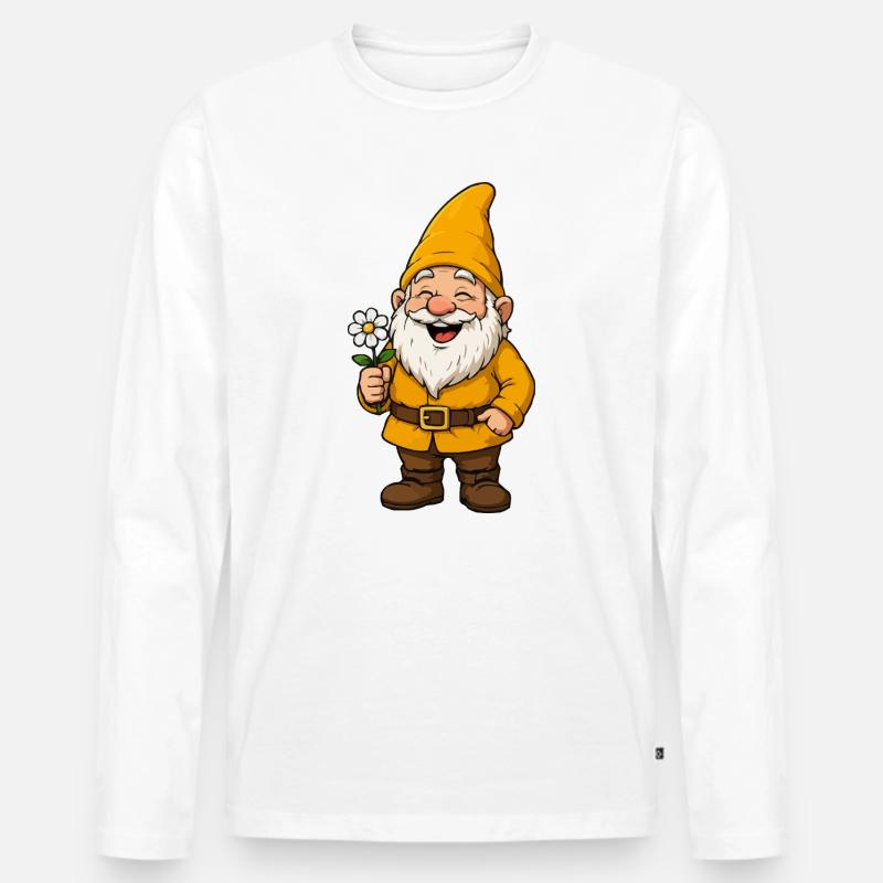 Fröhlicher Blumenwichtel - Männer Premium Bio Langarmshirt - Weiß