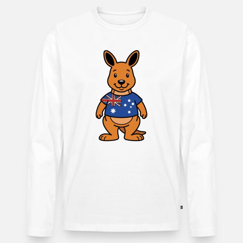 Australia Kangaroo - Männer Premium Bio Langarmshirt - Weiß